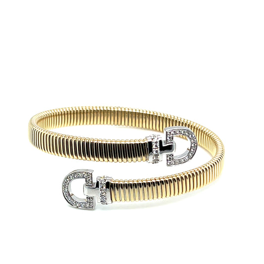 Diamond Buckle Flexible Cuff Bracelet