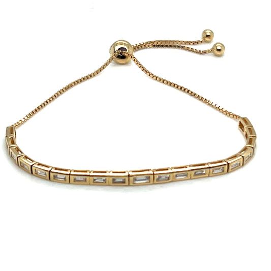 14Kt Yellow Gold Baguette Link Bracelet