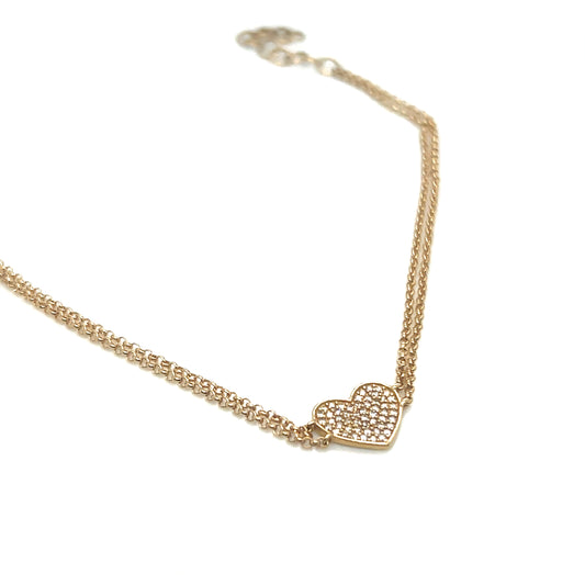 Yellow Gold Diamond Heart Bracelet