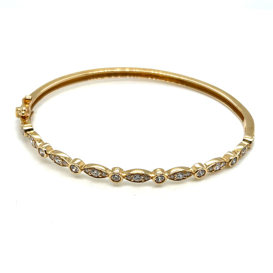 14Kt Yellow Gold Diamond Fashion Bangle Bracelet