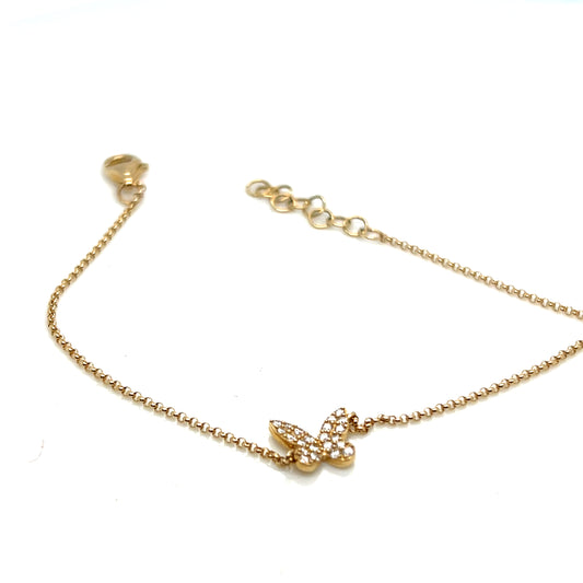 Yellow Gold Diamond Butterfly Bracelet
