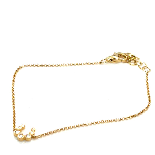 14Kt Yellow Gold Diamond Horseshoe Adjustable Bracelet