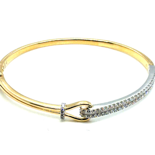 14Kt Yellow and White Gold Diamond Fashion Bangle Bracelet