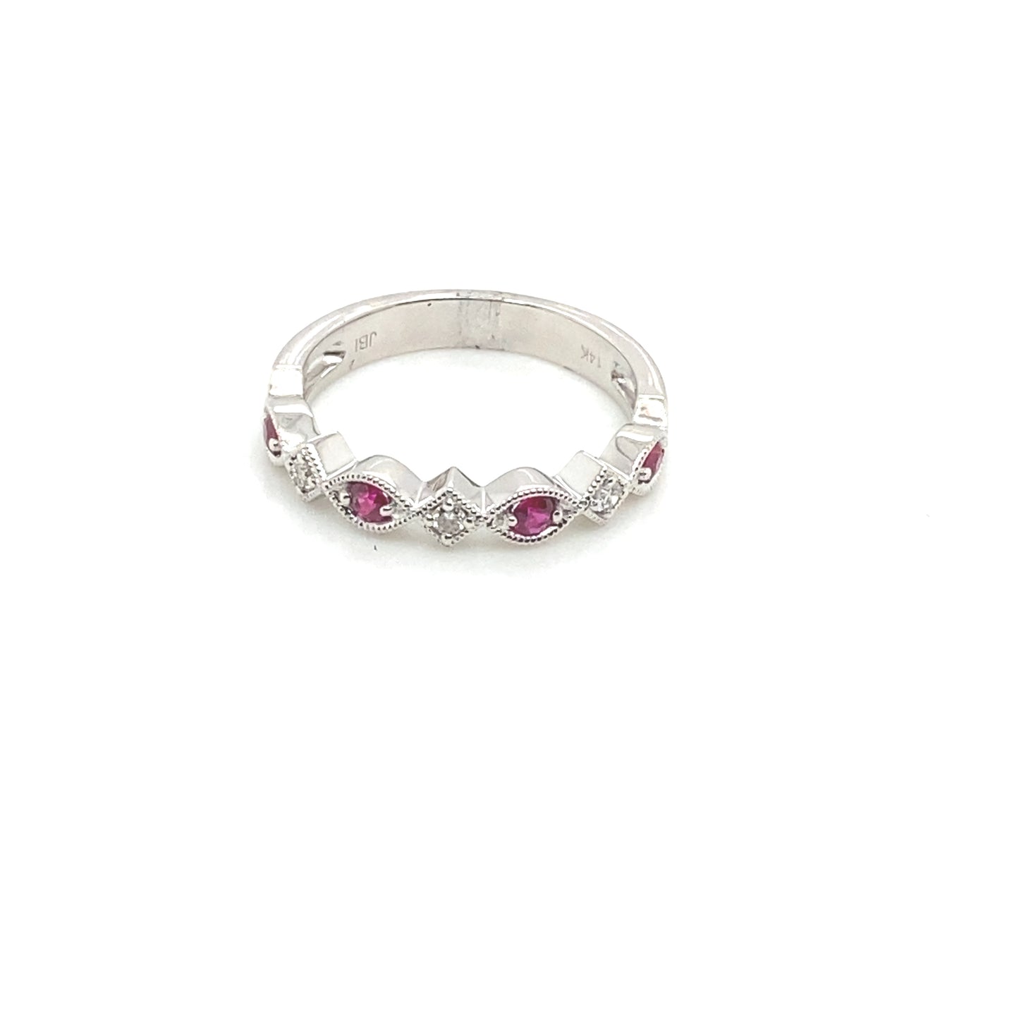 White Gold Ruby and Diamond Band