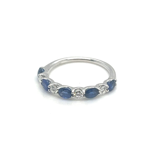 18Kt White Gold Sapphire and Diamond Band