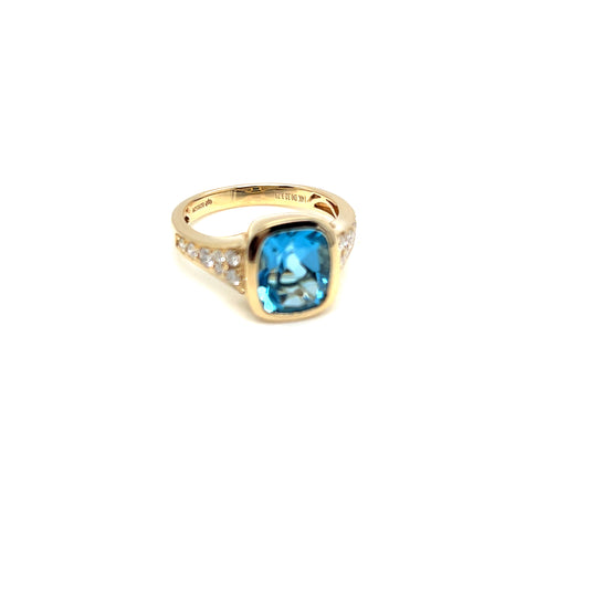 Blue Topaz and Diamond Ring
