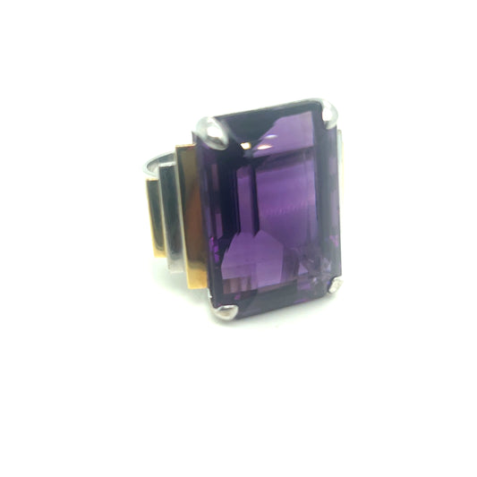 Platinum/ Yellow Gold Amethyst Ring