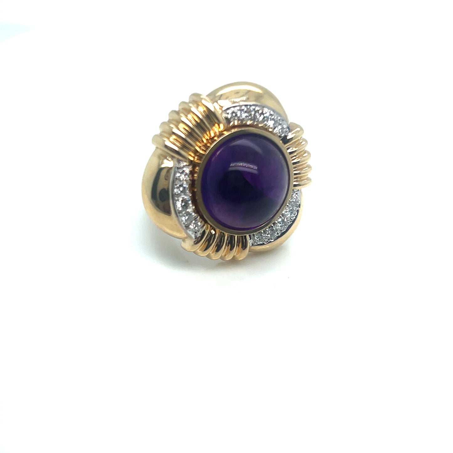 Cabochon Amethyst and Diamond Ring