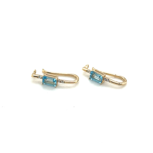 Blue Topaz and Diamond Huggie Earrings