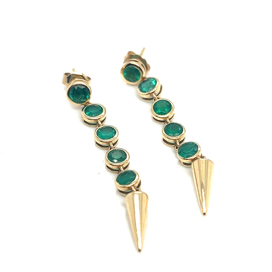 18Kt Yellow Gold Emerald Dangle Earrings