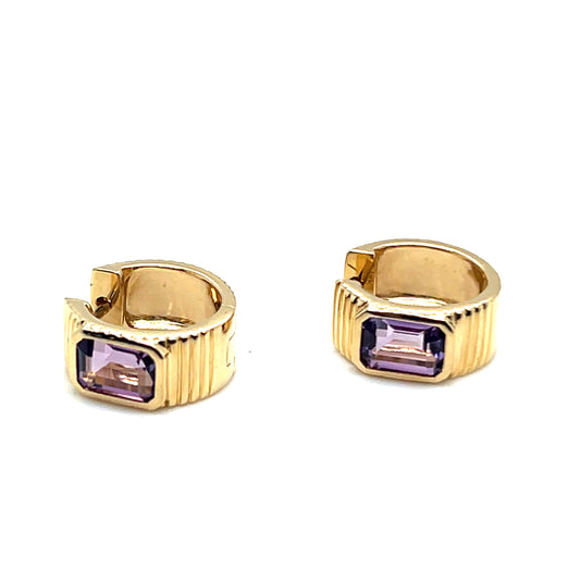 Amethyst Huggie Earrings