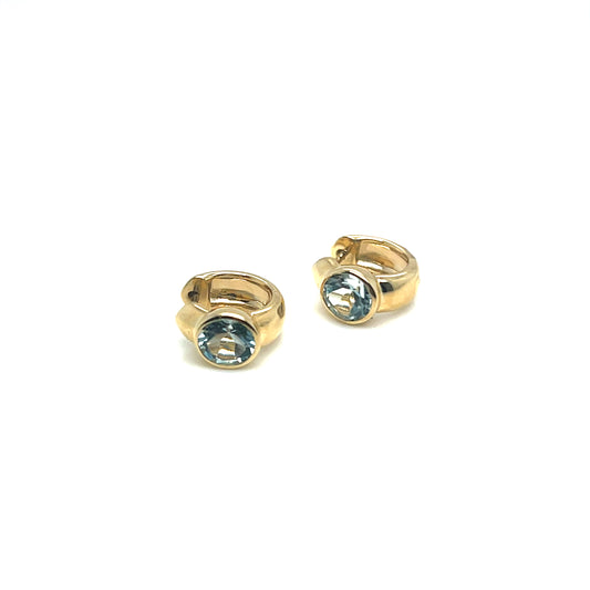 Blue Topaz Huggie Earrings