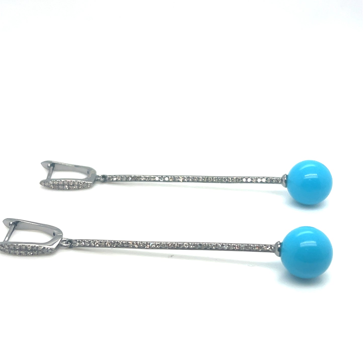 Oxidized Sterling Silver Turquoise and Diamond Dangle Earrings