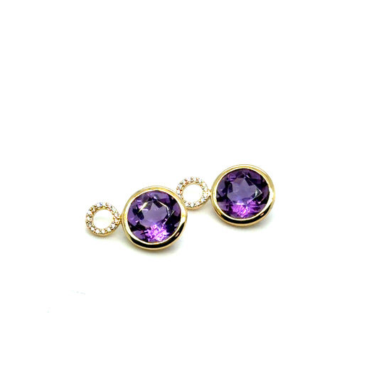 14Kt Yellow Gold Amethyst and Diamond Earring Jackets