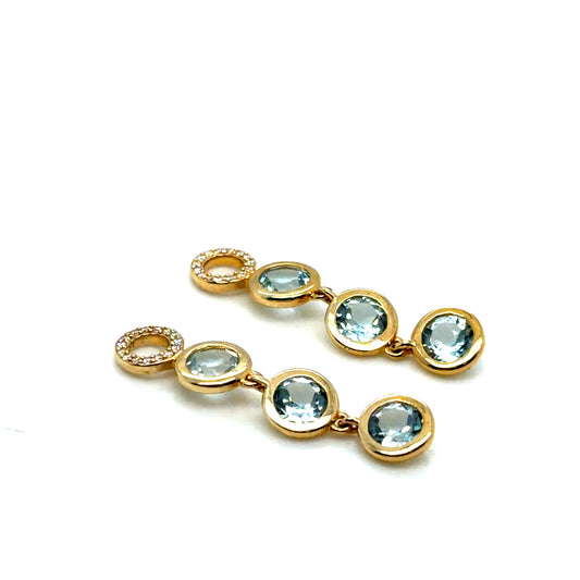 14Kt Yellow Gold Blue Topaz and Diamond Earring Jackets