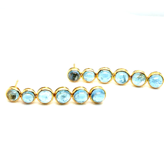 18Kt Yellow Gold Aquamarine Dangle Earrings