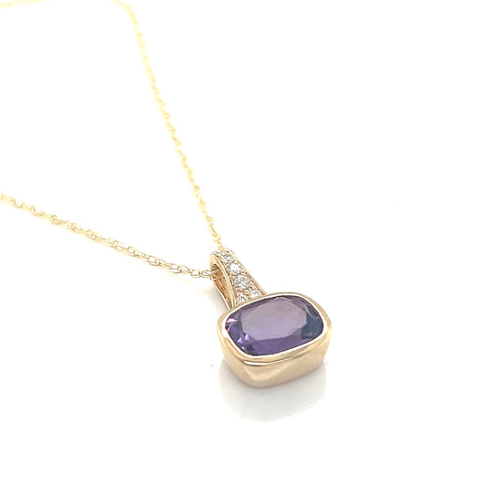 Amethyst and Diamond Pendant Necklace