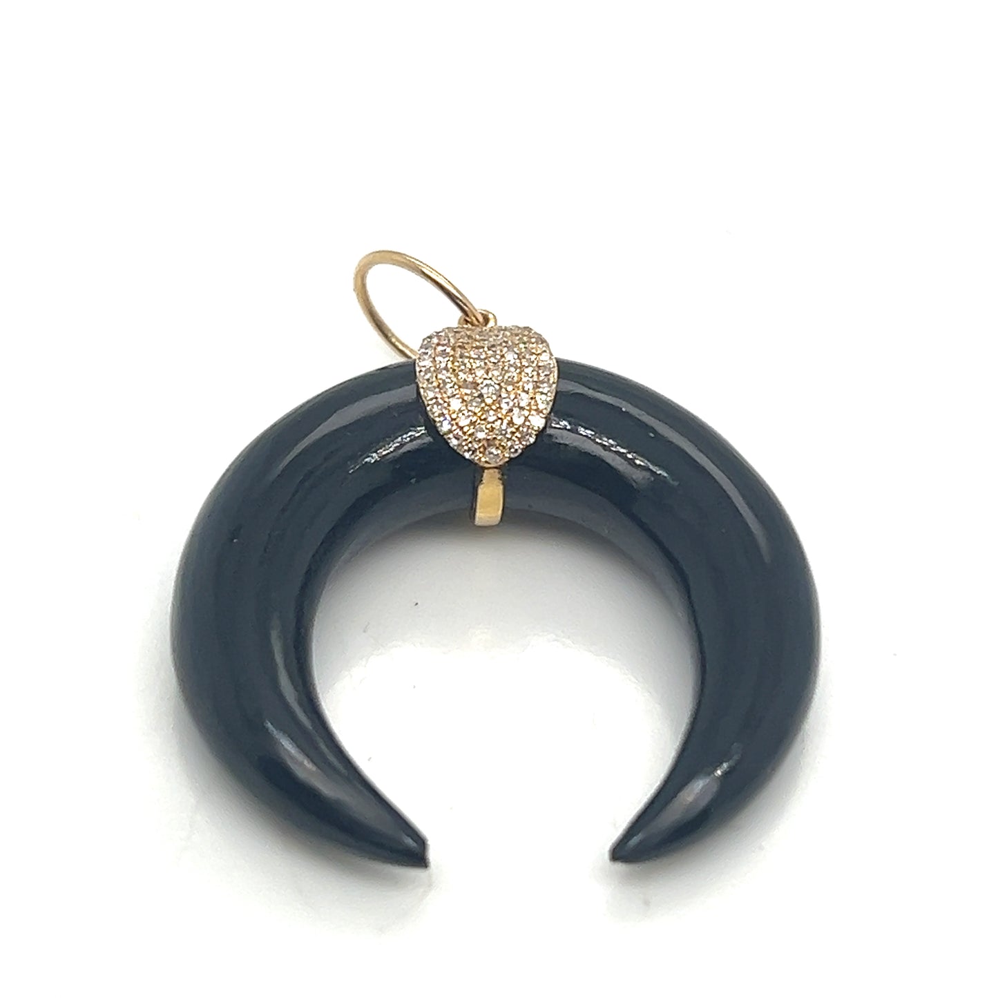 Onyx and Diamond Crescent Pendant