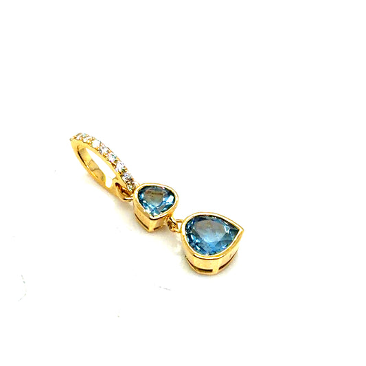 18Kt Yellow Gold Aquamarine and Diamond Pendant