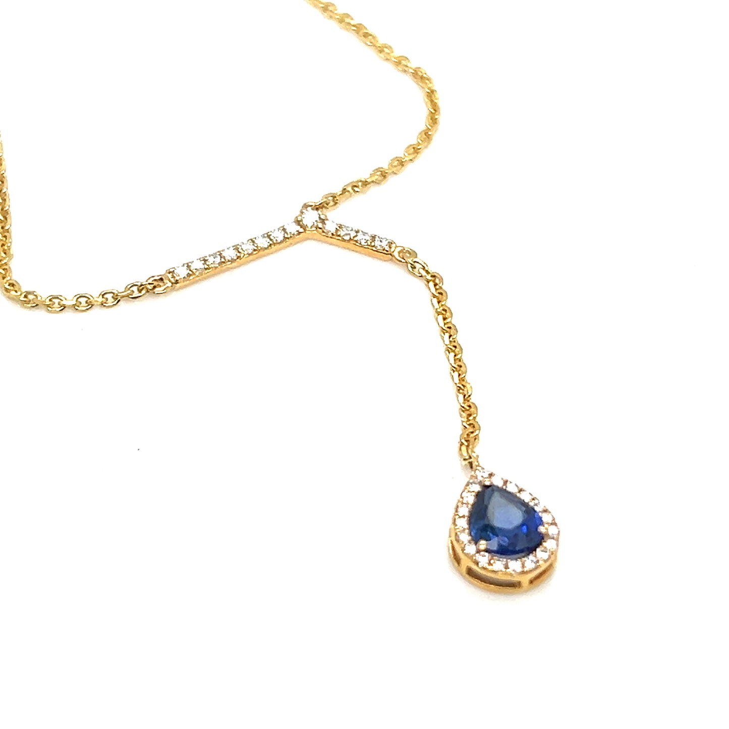 18Kt Yellow Gold Sapphire and Diamond Necklace