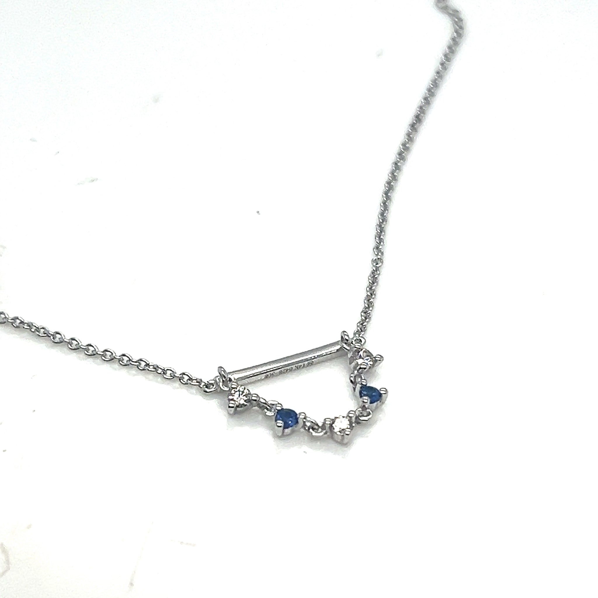 14Kt White Gold Sapphire and Diamond Necklace