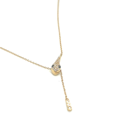 14Kt Yellow Gold Diamond Snake Necklace