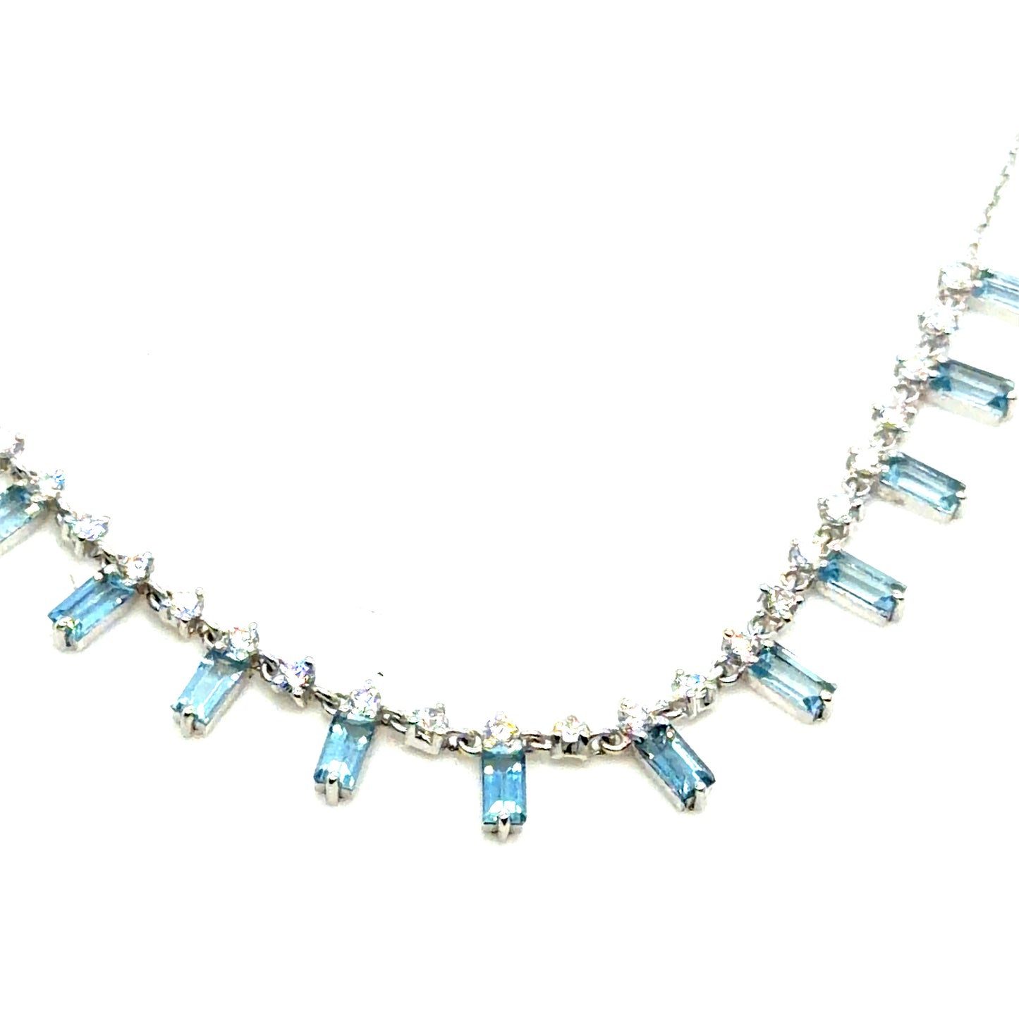 18Kt White Gold Aquamarine and Diamond Necklace