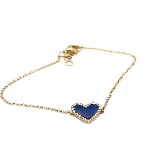 Lapis and Diamond Heart Bracelet