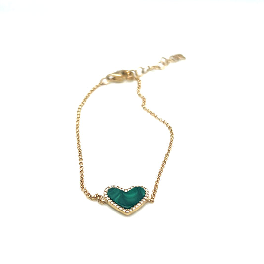 Malachite and Diamond Heart Bracelet