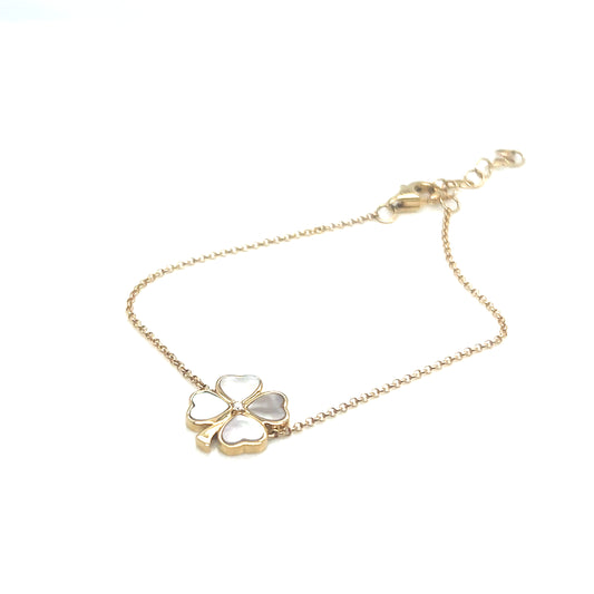 Mother of Pearl and Diamond Clover Bracelet