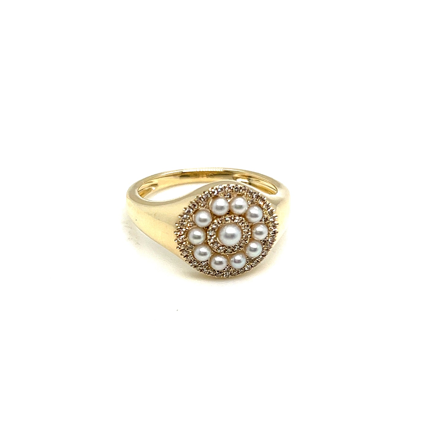 Yellow Gold Pearl and Diamond Ring