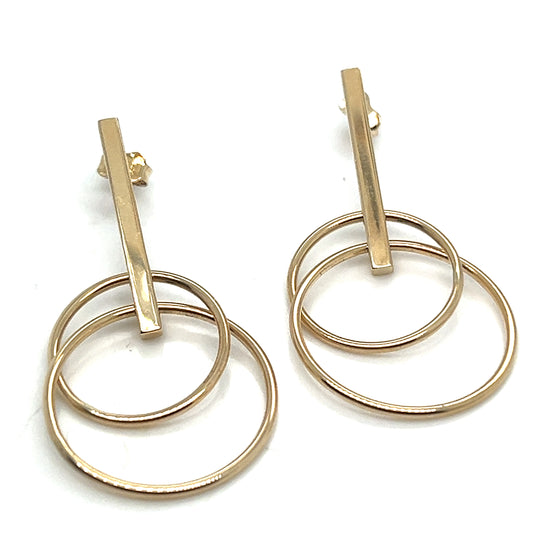 Yellow Gold Circular Dangle Earrings