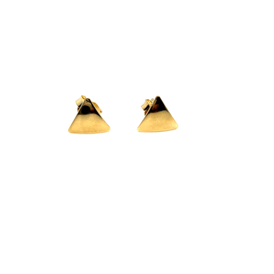 Yellow Gold Triangle Shaped Stud Earring