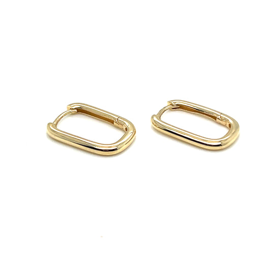 Yellow Gold Rectangular Hoop Earrings