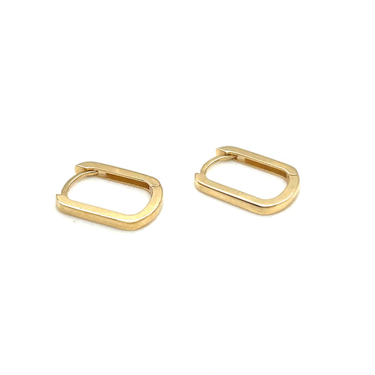 Yellow Gold Small Rectangular Hoop Earrings