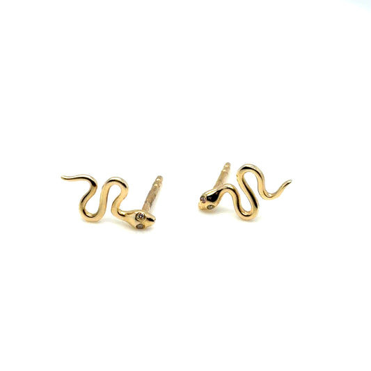14Kt Yellow Gold Snake Stud Earrings