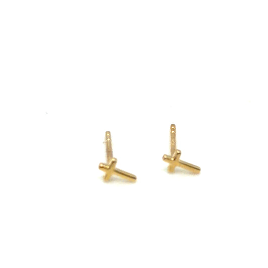 14Kt Yellow Gold Cross Stud Earrings