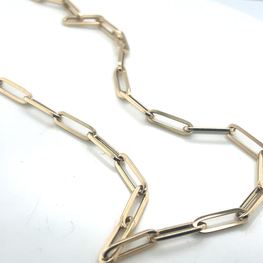 Yellow Gold 16" Medium Paper Clip Necklace