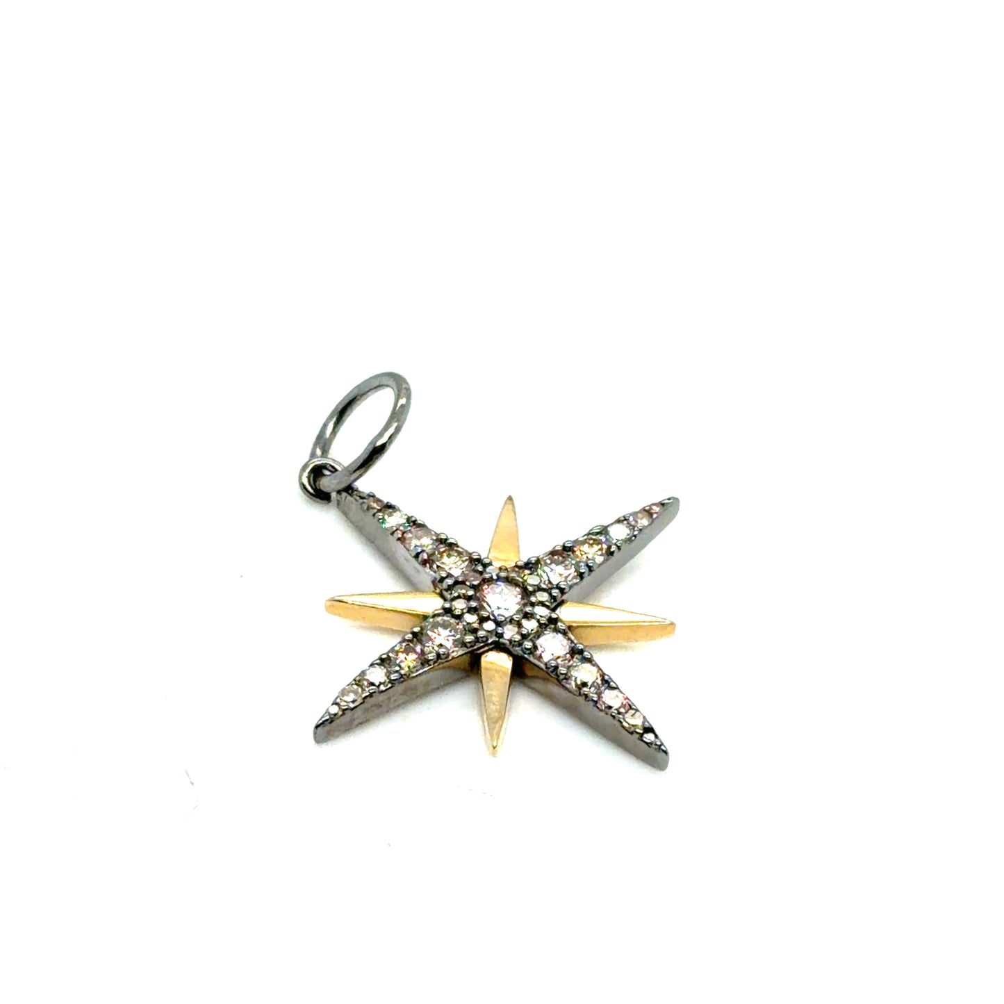 Sterling Silver and 14Kt Yellow Gold Diamond Star Charm/Pendant
