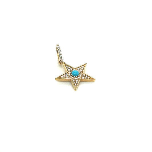 Turquoise and Diamond Star Charm/Pendant