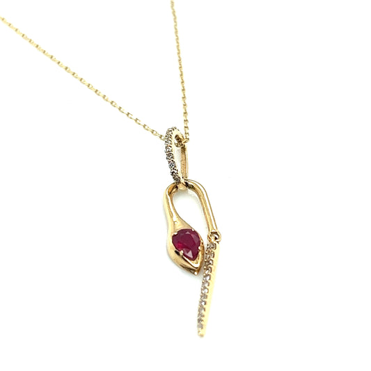 Ruby and Diamond Snake Necklace with Moveable tail
