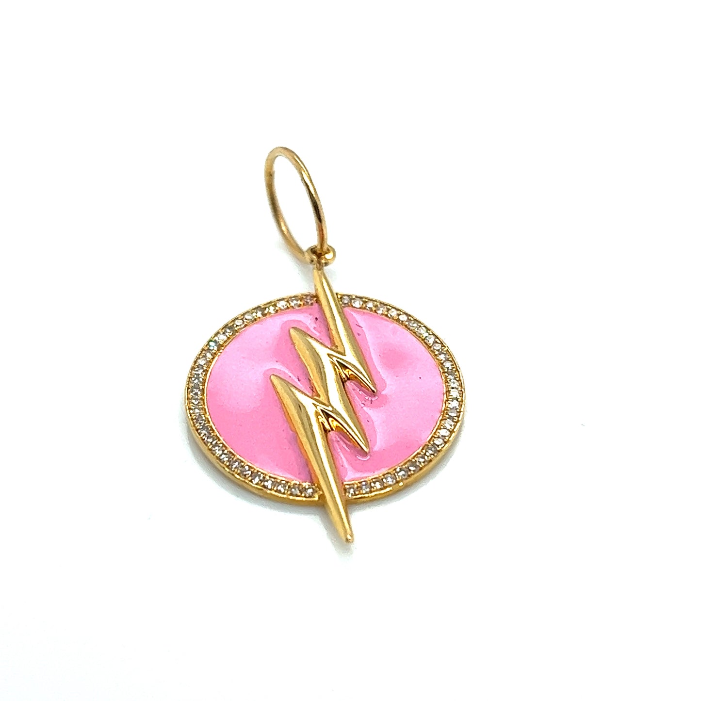 Pink Enamel Lightning Bolt Charm/Pendant