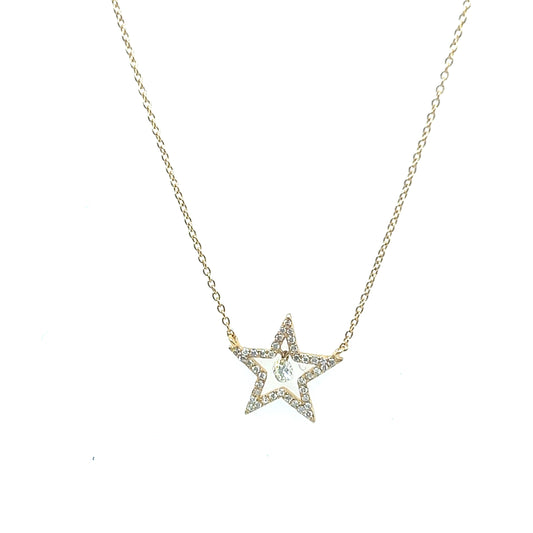 Diamond Star Necklace with Diamond Dangle
