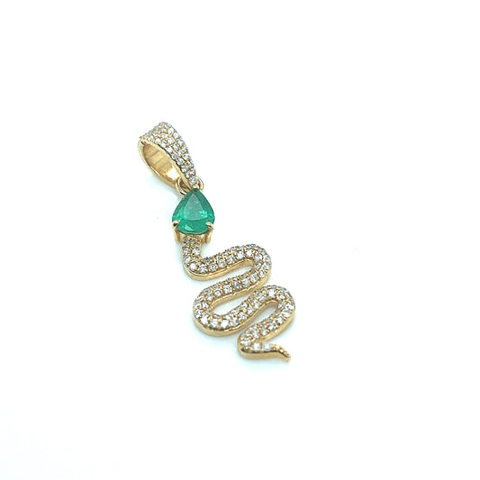 Emerald and Diamond Snake Charm/Pendant