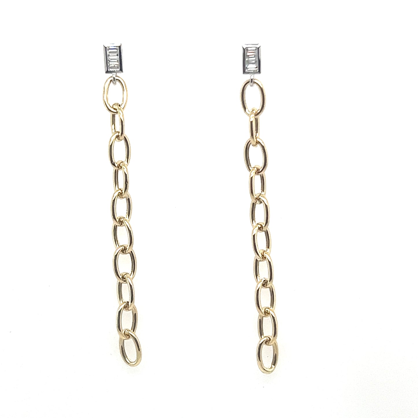 Bassali Link Earrings with Baguette Diamonds