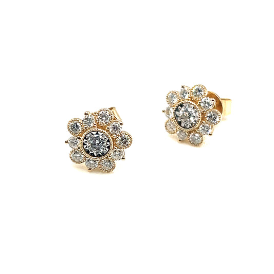 Flower Diamond Stud Earrings