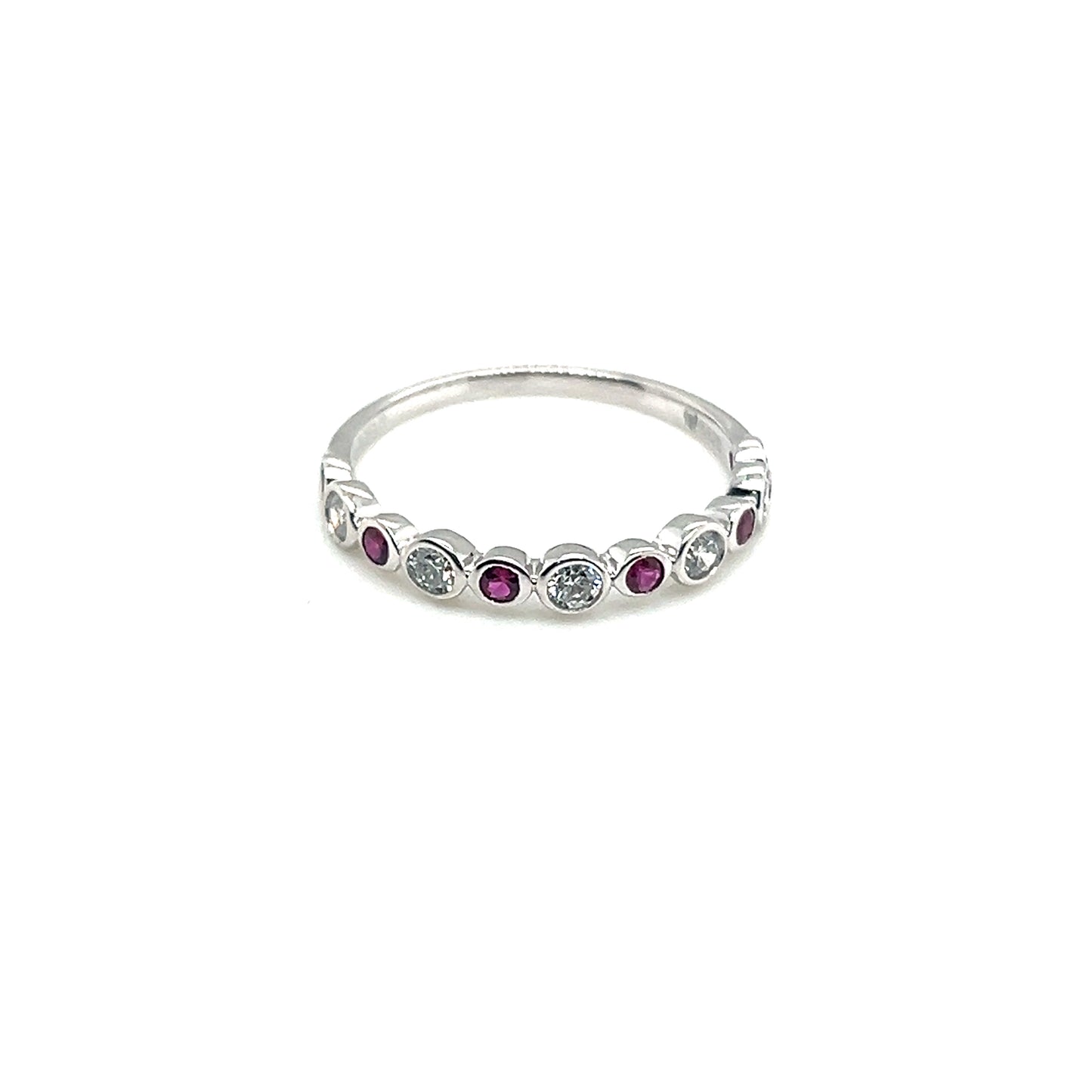 White Gold Ruby and Diamond Band