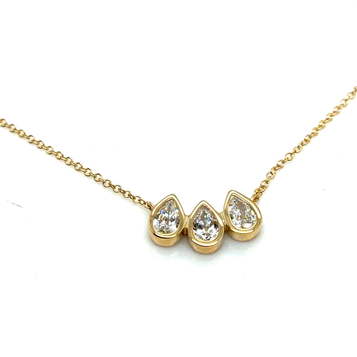 3 Pear Shaped Diamond Necklace
