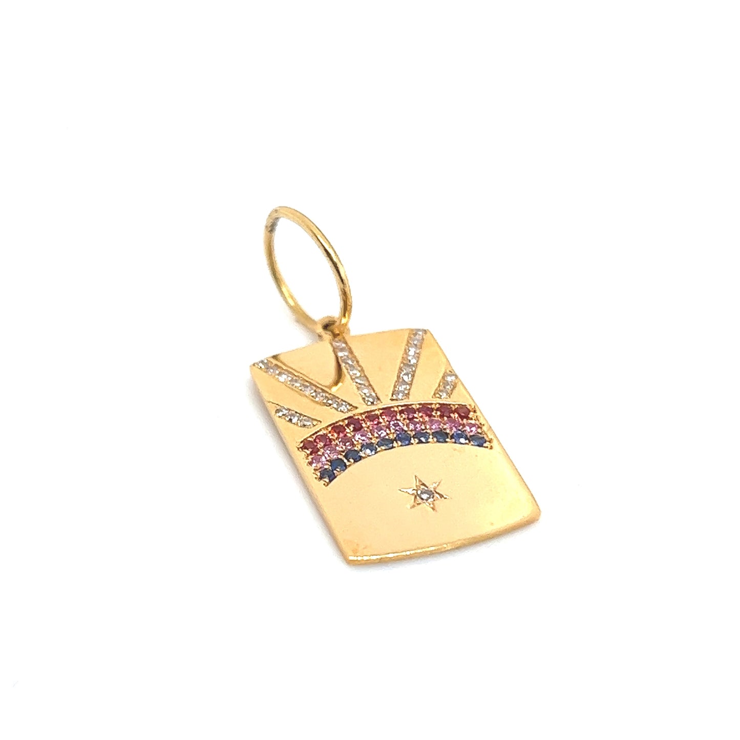 Rainbow Diamond Dog Tag Charm/Pendant