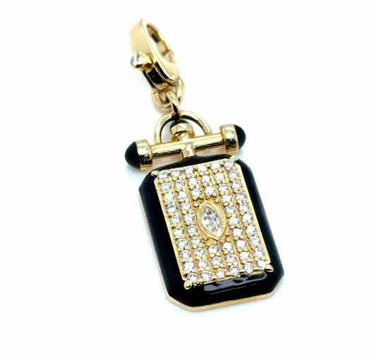 14Kt Yellow Gold Onyx and Diamond Pendant